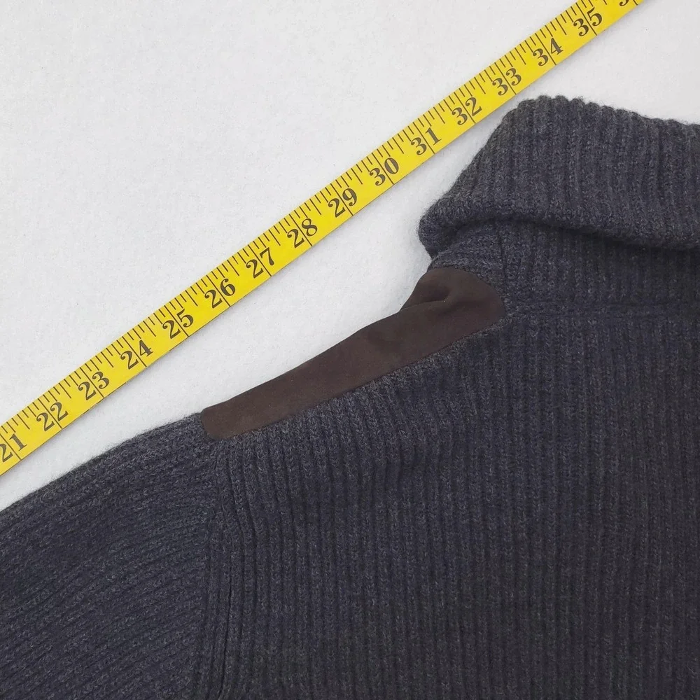 Peter Millar Sweater Mens XL Gray Suede Wool Cashmere Shawl Collar Cardigan